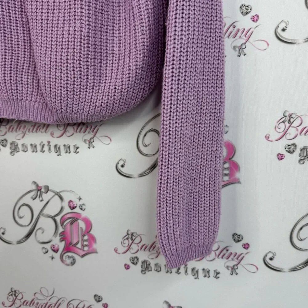 Ukids sweater knit color block knitted Elegant Purple and Cream V-Neck Sweater